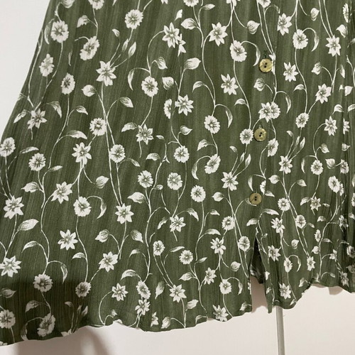 Vintage midi floral φόρεμα μεταχειρισμένο, άσπρο και πράσινο, μέγεθος Small
