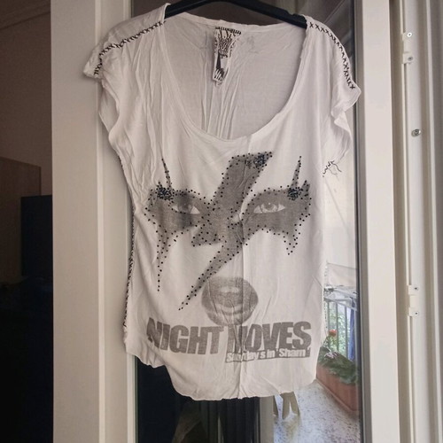 Religion T Shirt with black sequins, like new, white, size S