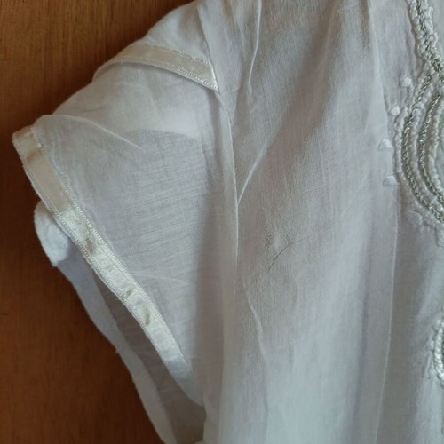 White Boho Summer Dress Tunic with Embroidery like new, size L