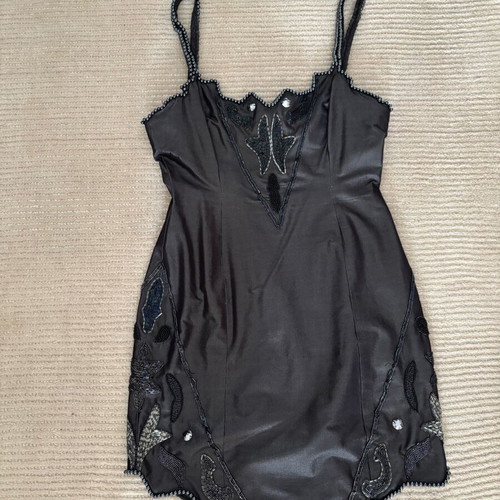 Vintage handmade 80s mini dress like new with beads and pearls