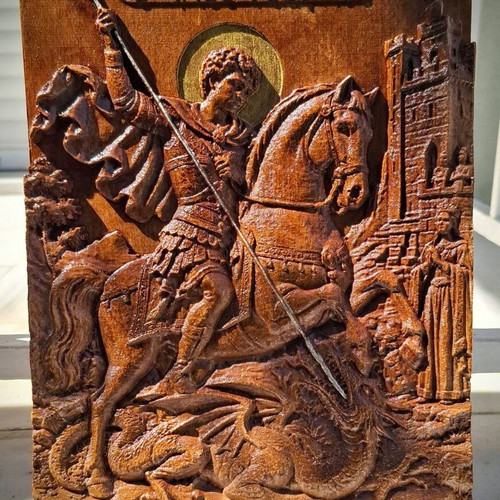 Relief icon of Saint George, 24x18x2.5 cm