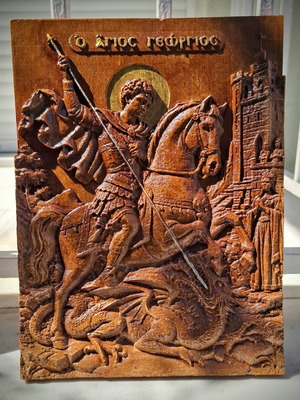 Relief icon of Saint George, 24x18x2.5 cm