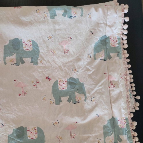 Baby fleece pink cuddle blanket like new with elephant design