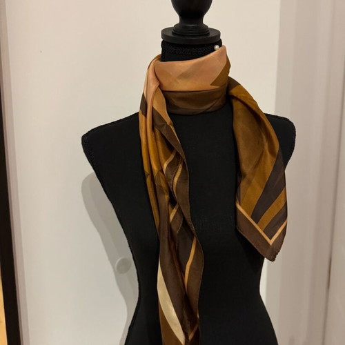 Scarf shawl unused, 100% silk, beige and brown