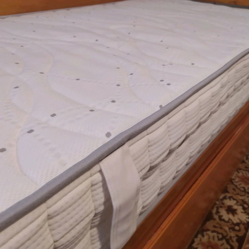 Wooden sofa bed with storage and new Mediastrom mattress used