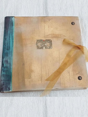 Handmade Wedding Baptism Album with Leather and Wooden Cover