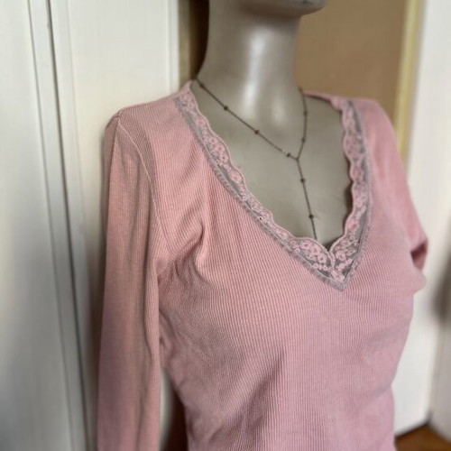 Pink thin long-sleeve Principles blouse like new, size M