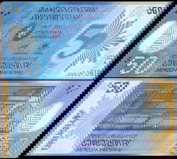 ΟΥΡΟΥΓΟΥΑΗ - 50 Pesos Uruguayos 2015 - Polymer - Commemorative - 50 years anniversary of Central
