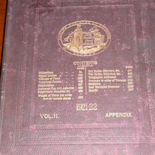 Lloyd's Register of Shipping used, volume 2, 1921-1922