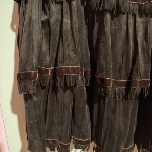 Vintage brown velour skirt with ruffles like new