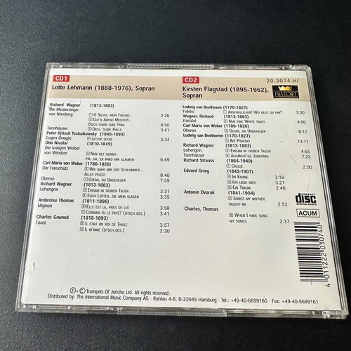 Great Voices of the Opera 2 CD collection with Lotte Lehmann and Kirsten Flagstad