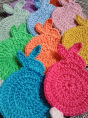 Bunny coasters made to order in various colors