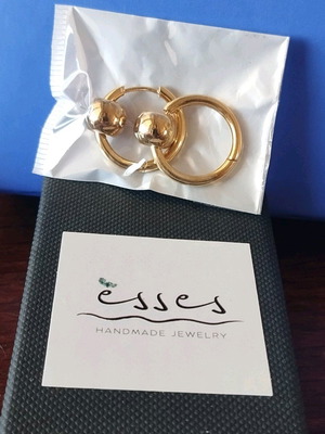 Steel earrings new gold color, handmade esses