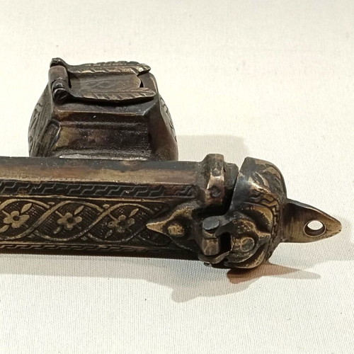 Bronze inkwell used with rich engraved designs
