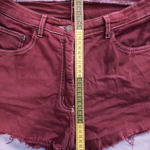 Vintage upcycled distressed burgundy cutoff shorts refurbished, size S