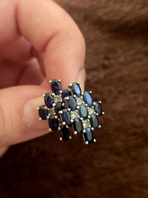 Silver earrings with sapphires like new, English clasp