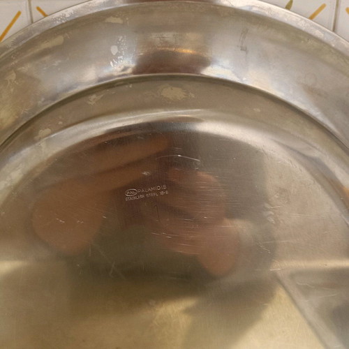 Two used Palamidis stainless steel platters 34 cm
