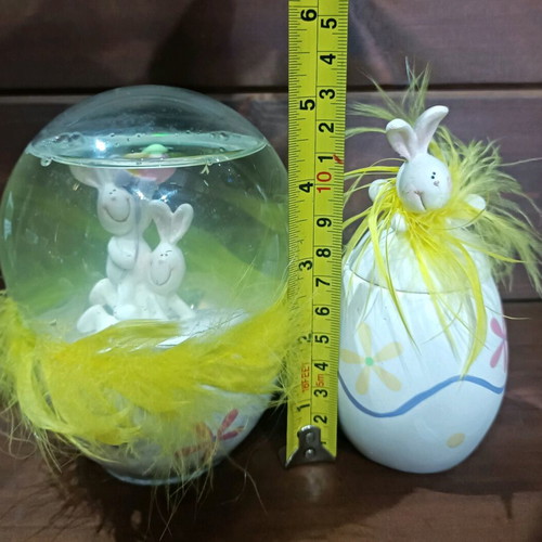 Easter snow globe and egg vintage set like new