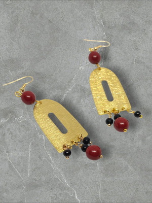 Earrings with semi-precious stones new, handmade from brass