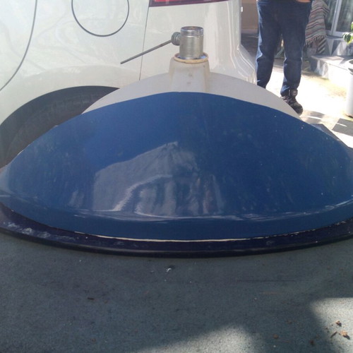 Bathroom sink with glass base, porcelain, blue, like new
