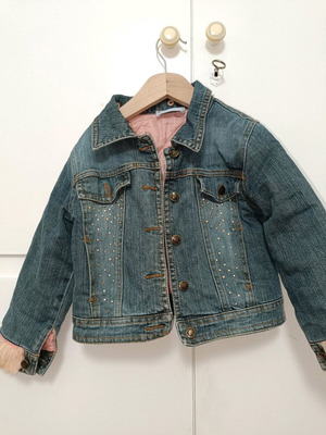 Denim thick jacket used with lining and rhinestones for 2-3 years old