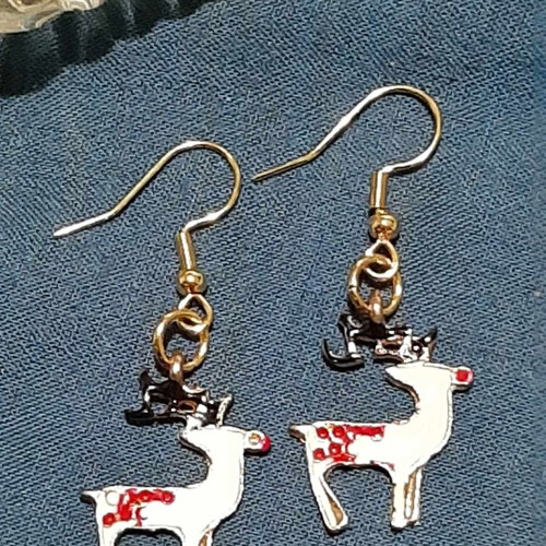 Reindeer Earrings No2 in Steel new