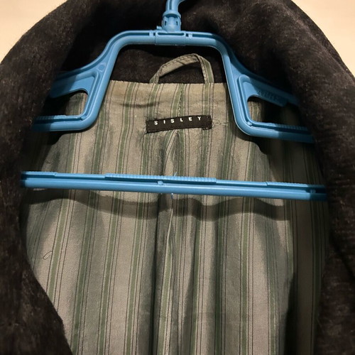 Sisley coat used charcoal check size S with high collar