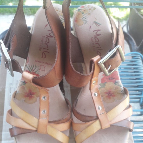 Platform shoes leather with rope size 36 new