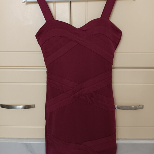H&M Divided fitted mini dress, deep burgundy