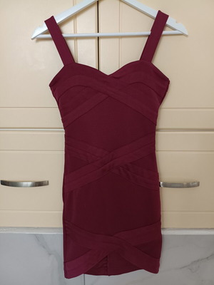 H&M Divided fitted mini dress, deep burgundy