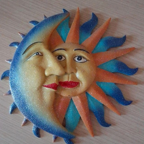 Ceramic wall decoration Sun Moon like new