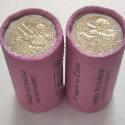 Bouboulina and Theodorakis 2025 coin rolls new, 2 pieces
