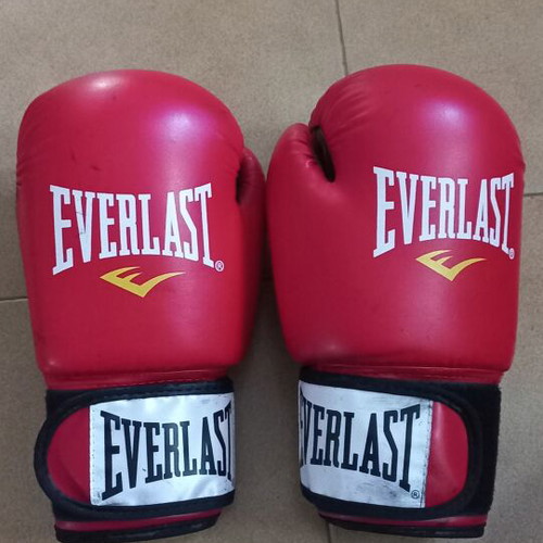 Everlast Ergo Moulded Foam Training Gloves 8oz used, red and black