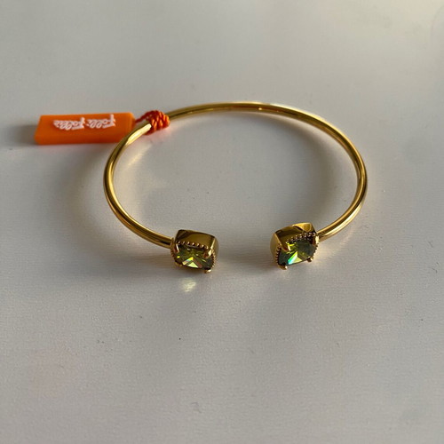 Folli Follie women's bracelet new with olive stones 18K yellow gold