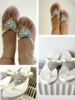 Hunter platform flip flops with heart rhinestones like new, size 37-37.5
