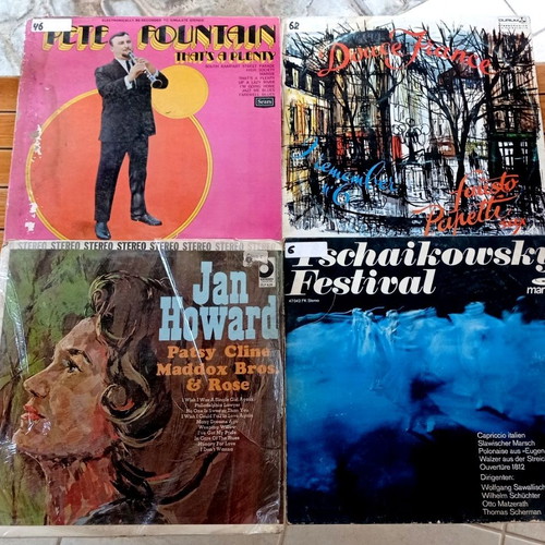 Vintage vinyl pack with 4 LP records (Jazz, Country, Classical, Saxophone)