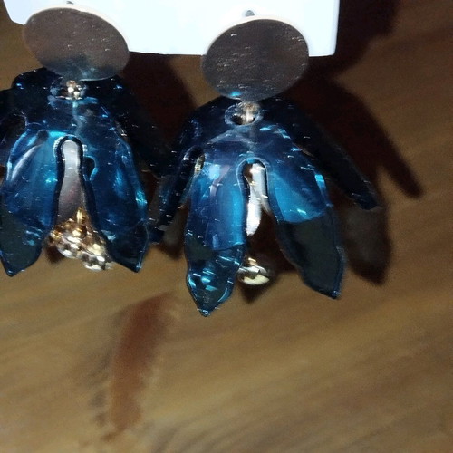 Earrings new, blue and gold