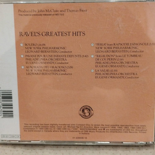 Ravel's Greatest Hits CD like new, classical