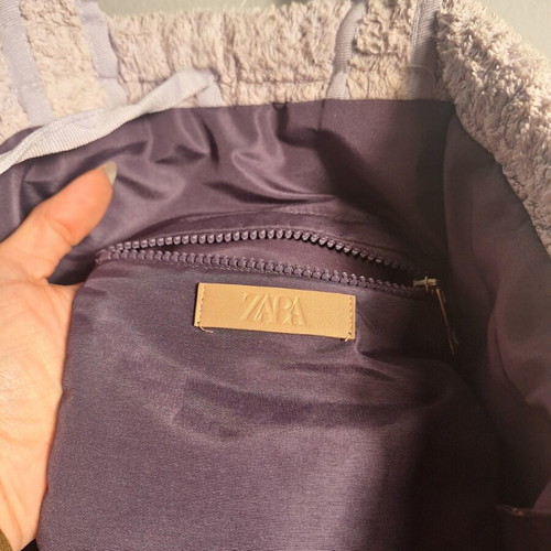 Zara shopper bag shoulder purple like new with interior stain