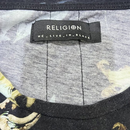 Religion London T-shirt XL like new, dark blue floral
