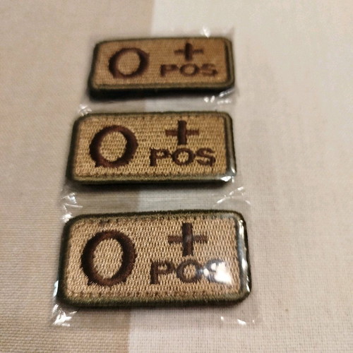 Sew-on patch blood type O+ new with velcro