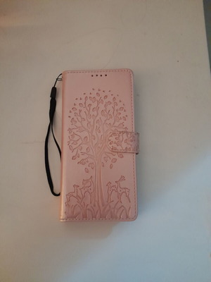 Samsung Galaxy A21s book case new, pink with embossed design
