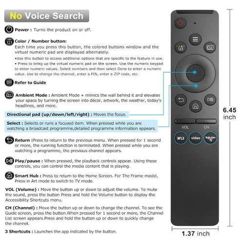 Remote control for Samsung TV QLED UHD SUHD HDR LCD LED HDTV 4K 8K 3D Smart new