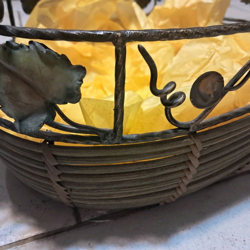 Metal basket like new with wine details for wine bottles