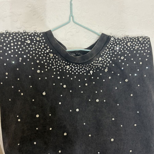 Zara blouse with crystals new, gray, size S