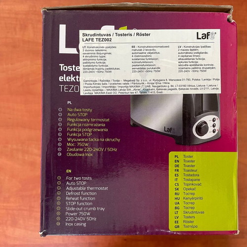 Lafe Toaster 2-Slice 750W new