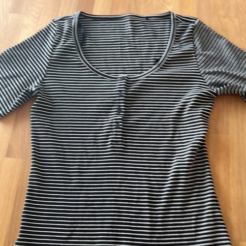 Cos short-sleeve blouse, black and white, size M