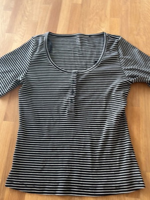 Cos short-sleeve blouse, black and white, size M