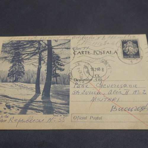 Romanian Carte Postala used with winter landscape 1960-1973