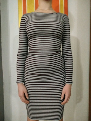 Bershka midi elastic dress new, size S-M, white and red